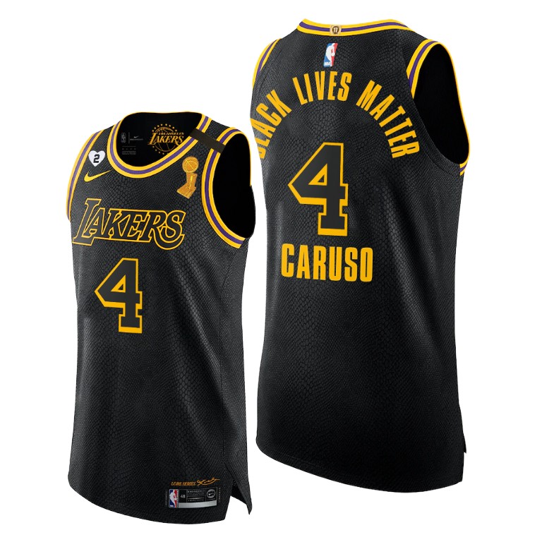 Men's Los Angeles Lakers Alex Caruso #4 NBA Authentic Mamba 17X BLM Finals Champions Black Basketball Jersey MML2483VG